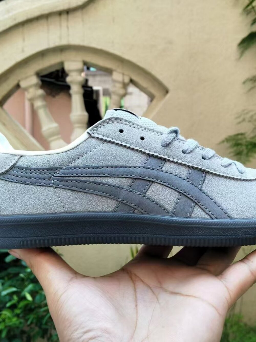 Onitsuka Tiger Grey Suede & Black Sole Sneakers